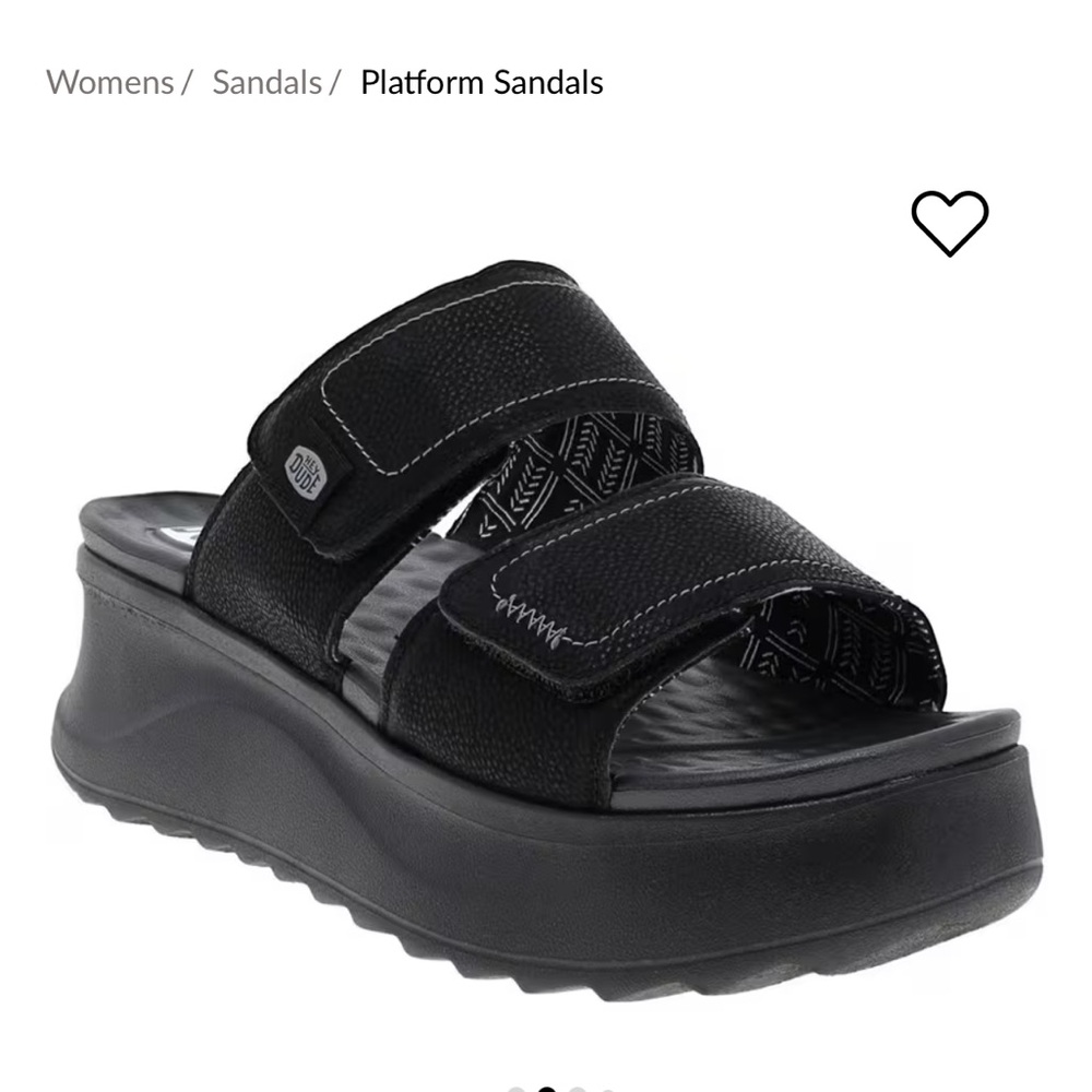 Hey Dude Women's Black Platform Sandals - Picture 2 of 2